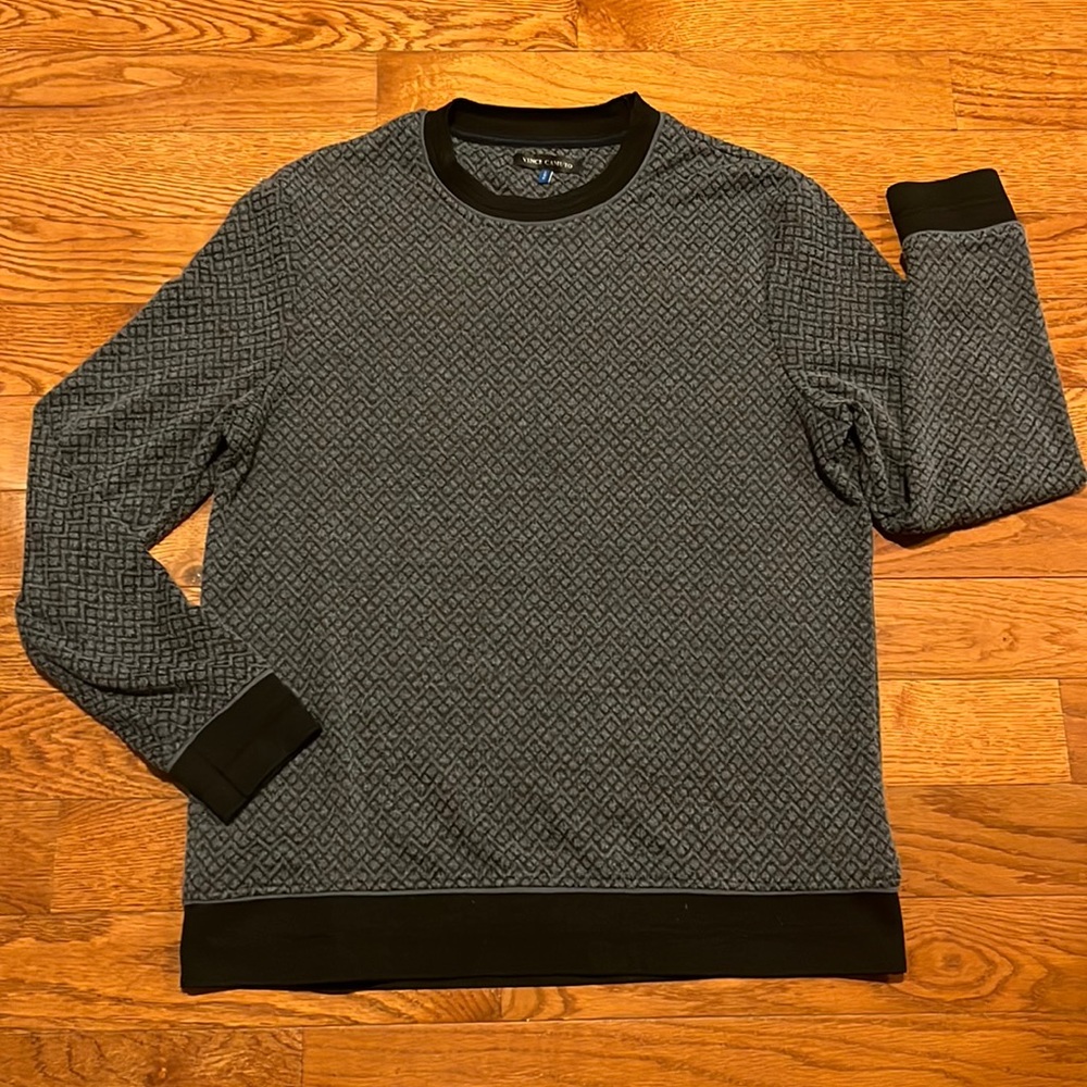 Vince Camuto Blue Diamond Pattern Crew Neck Pullover Sweater Top, Men's L